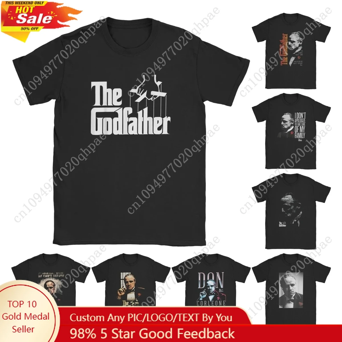 

Godfather Original Title Logo T-Shirts for Men Movie American Novelty Pure Cotton Tee Round Collar Short Sleeve T Shirts Summer