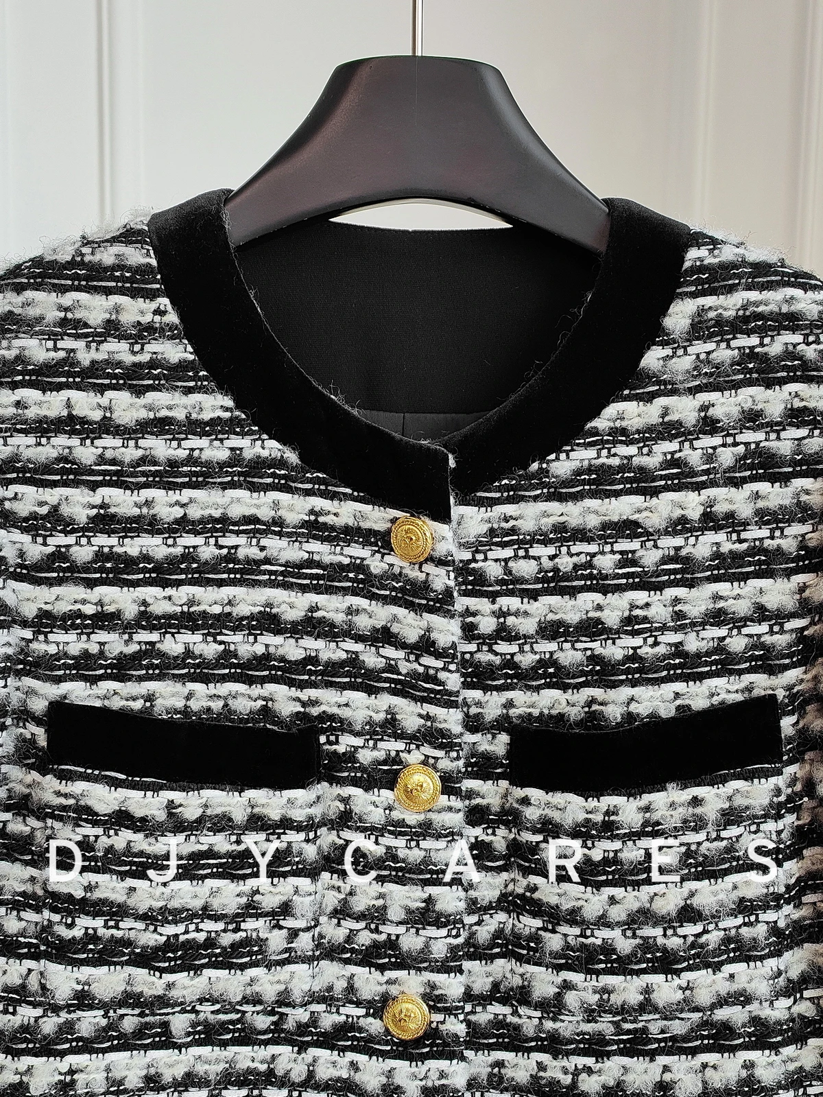 New Coarse woolen velvet patchwork jacket round neck socialite top big  size