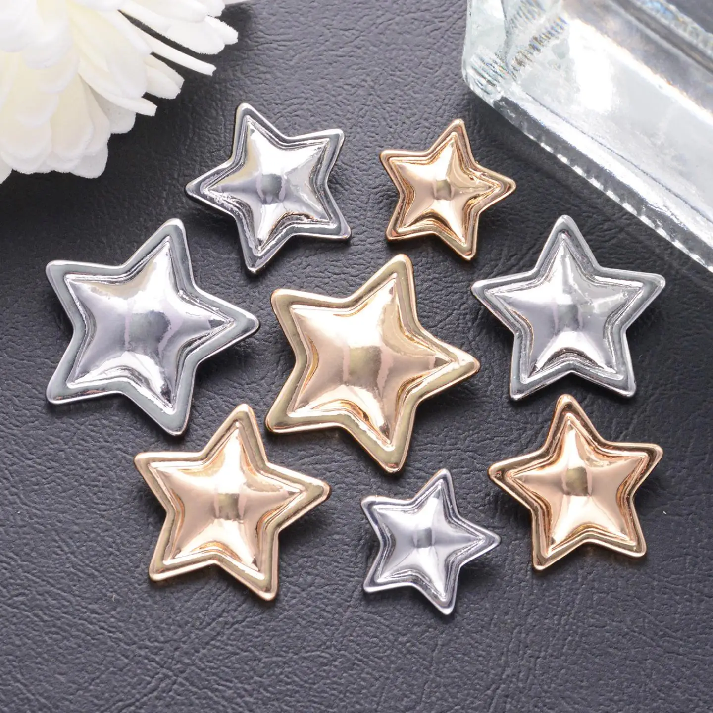 10 stücke 20mm Oberfläche Konvexen Pentagramm Metall Schaft Tasten Für Hemd Anzug Pullover Hüte Dekor Nähen Taste DIY Bekleidung zubehör