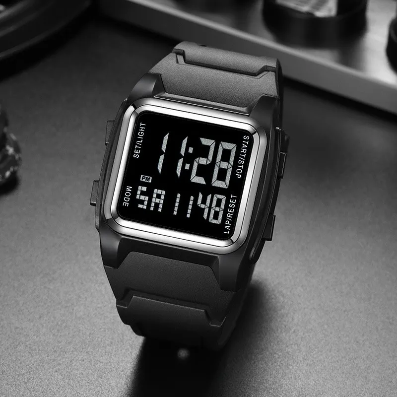 Electronic Watch, Outdoor Sports Square Multi-Function Luminous Student Electronic Watch