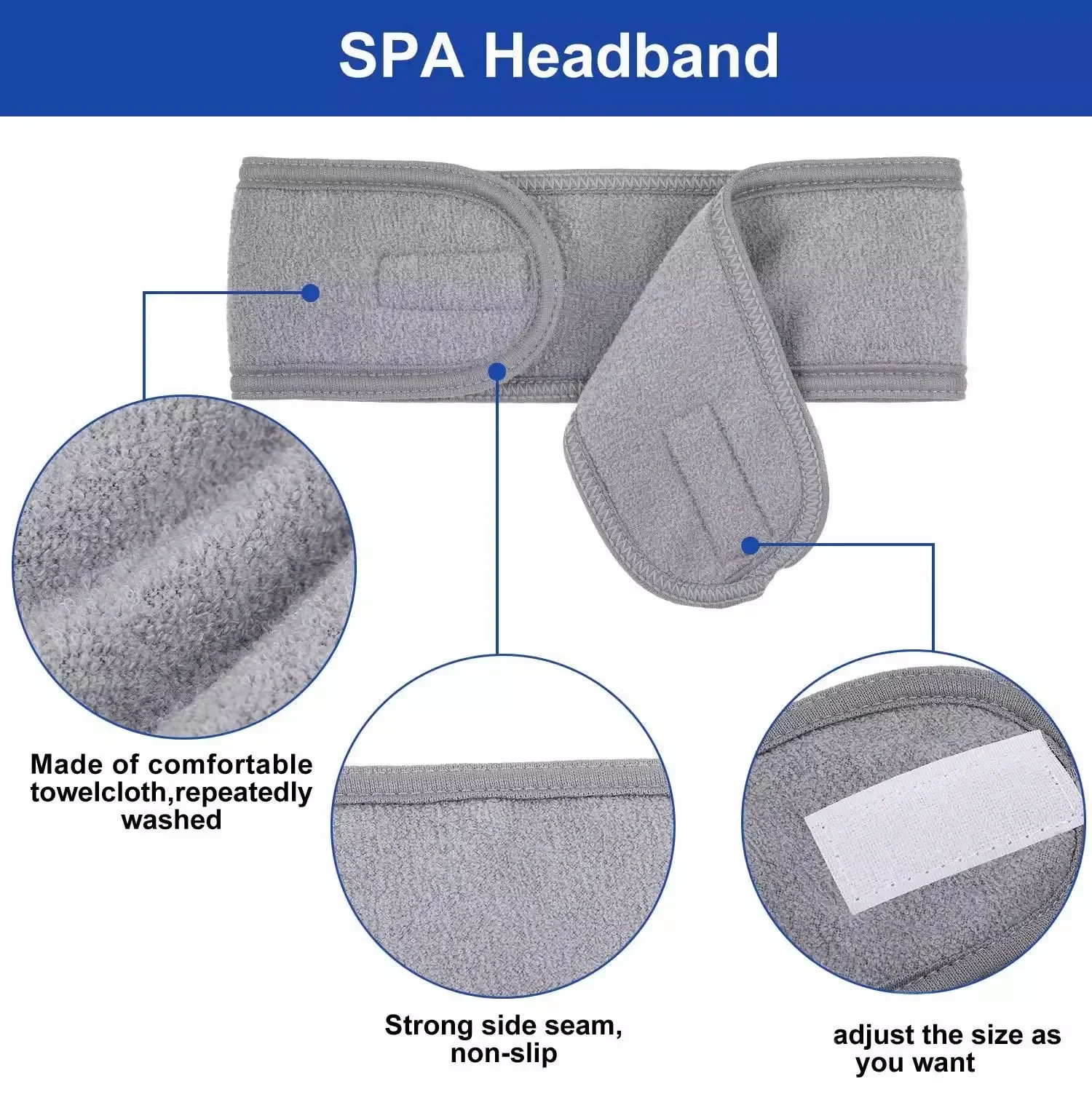 Soft Toweling Hair Accessories Girls Headbands for Face Washing Bath Makeup Hair Band for Women Adjustable SPA Facial Headband