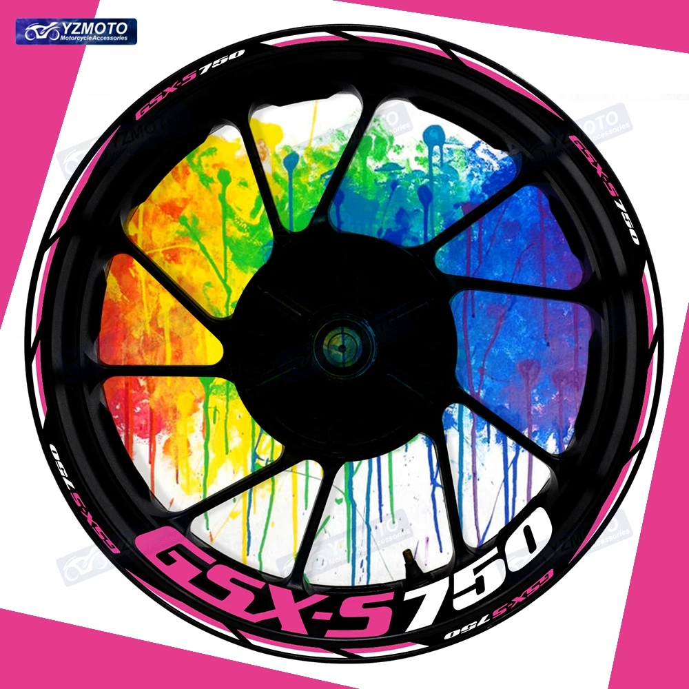 

Для мотоцикла GSX-S750 GSX S750 17-дюймовая наклейка на переднюю и заднюю ступицу гоночного колеса, светоотражающая модифицированная декоративная наклейка на обод