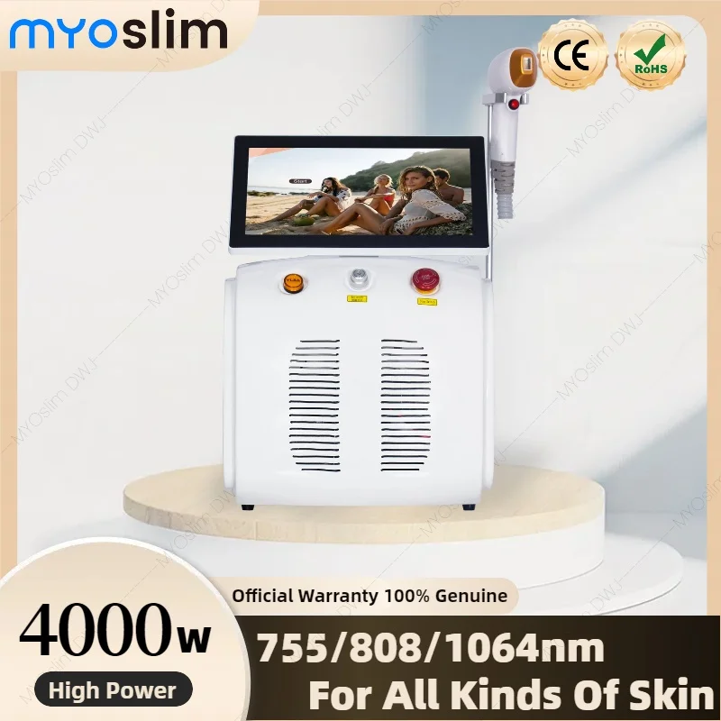 808nm Diode Lase Hair Removal Machine 4000W Skin Device Rejuvenation Ice Alexandrit Permanent Cooling Head Painless Epilator