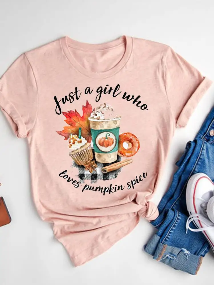 

Halloween Fall Autumn T-shirt Ladies Thanksgiving Love Pumpkin Spice Basic Tee Top Clothes Women Graphic Print T Shirt Clothing