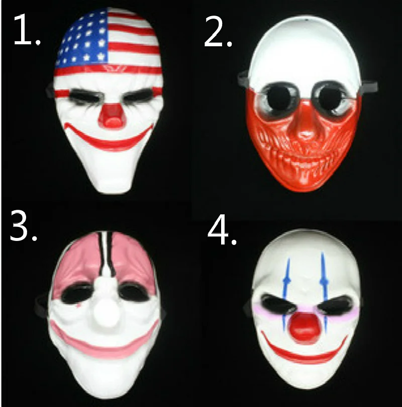 Halloween Horror Mask Payday 2 Mask Newest Topic Game Series Plastic Old Head Clown Flag Red Head Masquerade Supplies