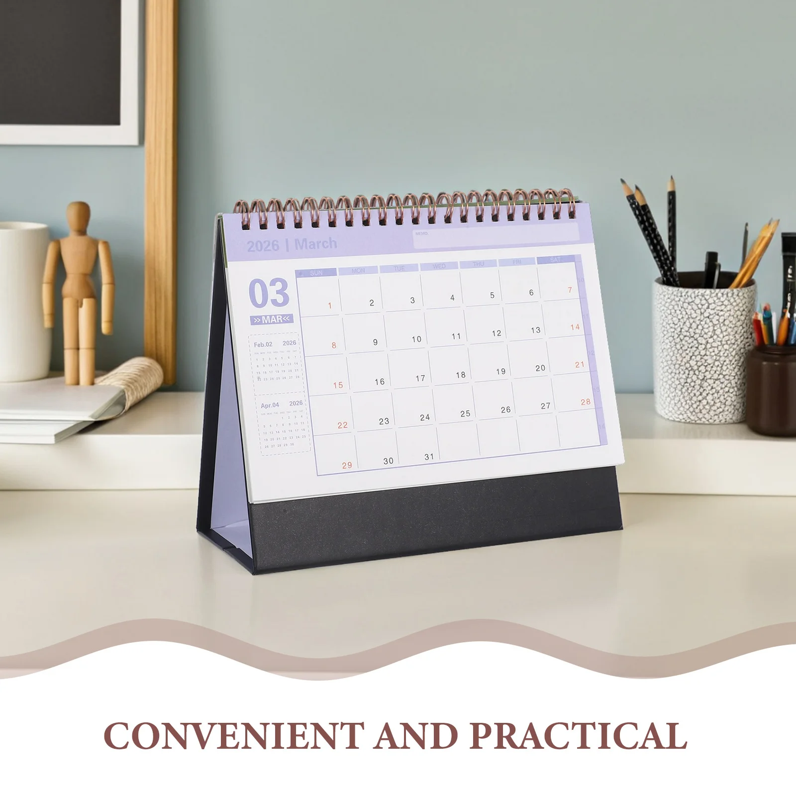 Small 2026 Desk Calendar Minimalist Design Standing Flip Compact Desktop Planner for Daily Scheduling Small Desk Calendar