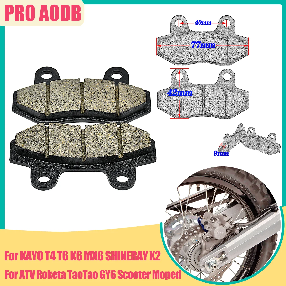 For ATV Roketa TaoTao GY6 Scooter Moped Front and rear brake pads CC Kayo T4 T6 K6 50 70 100 125 140 150 160 170 180 190 200 250