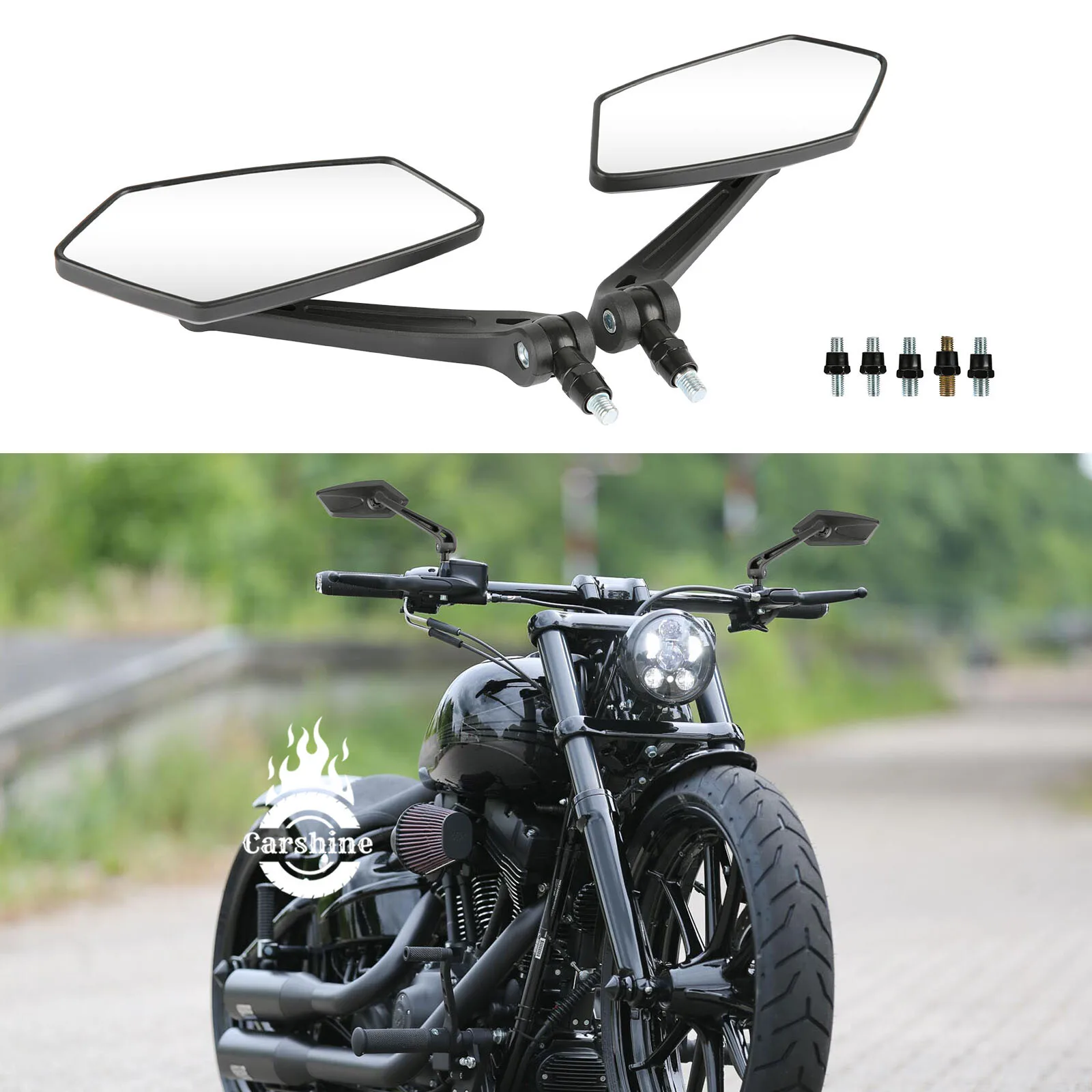 

For Harley Davidson Breakout 8mm/10mm Black Motorcycle Rearview Side Mirrors US