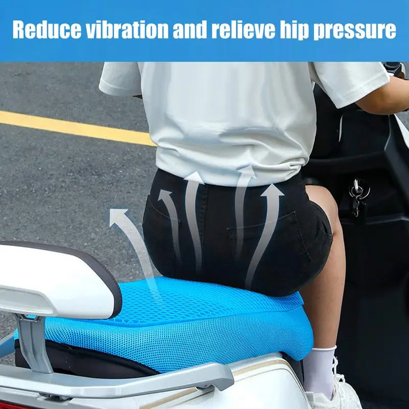 Motorcycle Gel Cushion Sun Protection Long Rides Seat Cushion Waterproof Breathable 3D Honeycomb Shock-Absorbing Seat Cover Pad