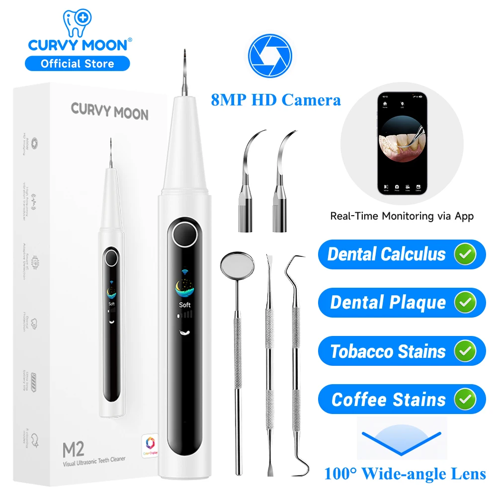 Visible Electric Ultrasonic Teeth Cleaner 800MP 100° Wide-angle Camera Plaque Tartar Calculus Stains Remover Teeth Whitening Kit