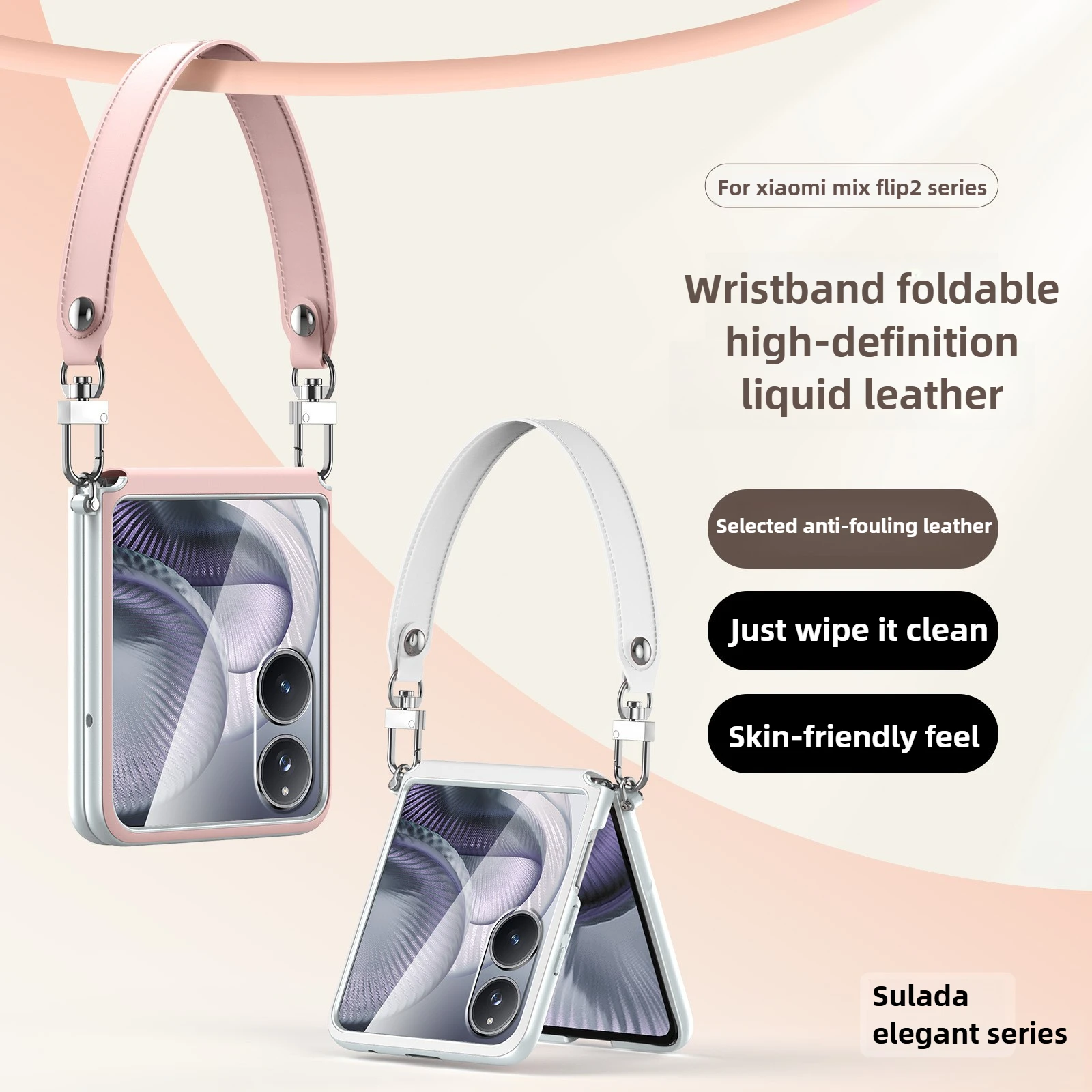 

Для Xiaomi Mix Flip2 Чехол Surada Элегантный браслет с защитой от падения на ощупь для MI MIX Flip2 Кожаный чехол из жидкой кожи