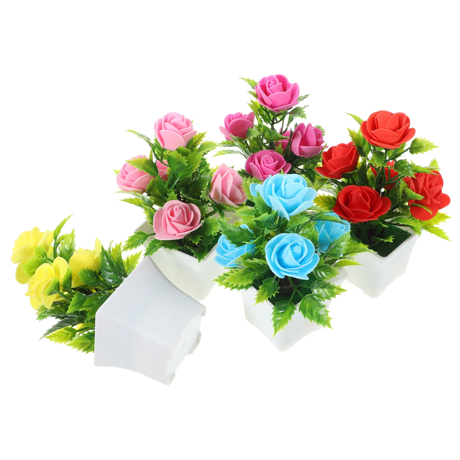 

5pcs Garden Desktop OrnamentsArtificial Potted Plant Plants Indoor Flower False Plastic for Faux