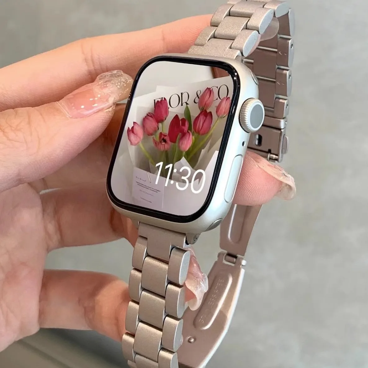 Metal Strap Starlight Color Strap for Apple S9 Watch 41mm 40mm 38mm Cute iWatch Series 9/8/7/6/5/4/3/2/SE Ultra 1 2 Women Strap