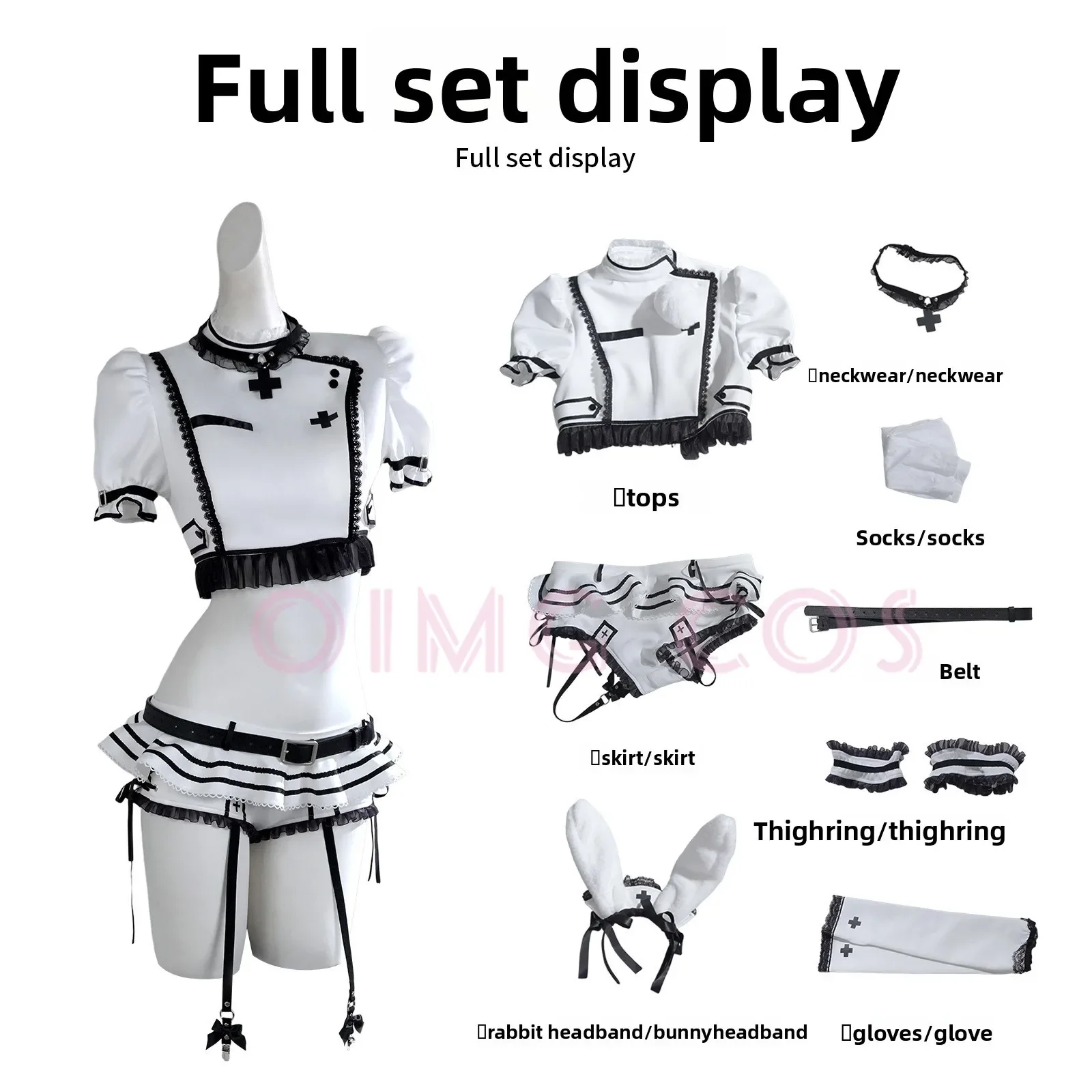 Marshmallow White Rabbit Nurse Outfit Cosplay Costume  Adult Halloween Carnival Cloak For Comic Con Cos Events - view 6