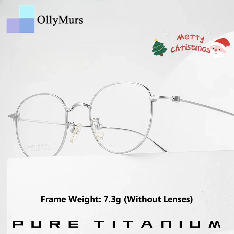 

OLLYMURS новые круглые мужские и женские очки из чистого титана в стиле ретро, ультралегкие оптические очки с ретушением для лица, оправа 141 мм