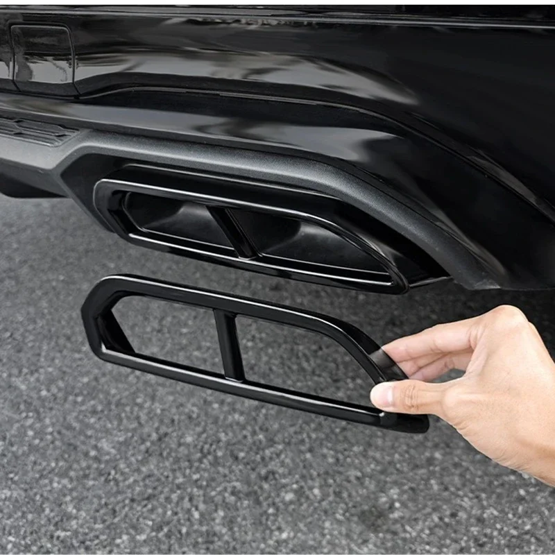 Black Warrior Trim Front Bumper Cover, Fog Lamp Cover, Exhaust Pipe Cover For Audi Q5 Q5L FY 2021 2022 2023 2024 2025