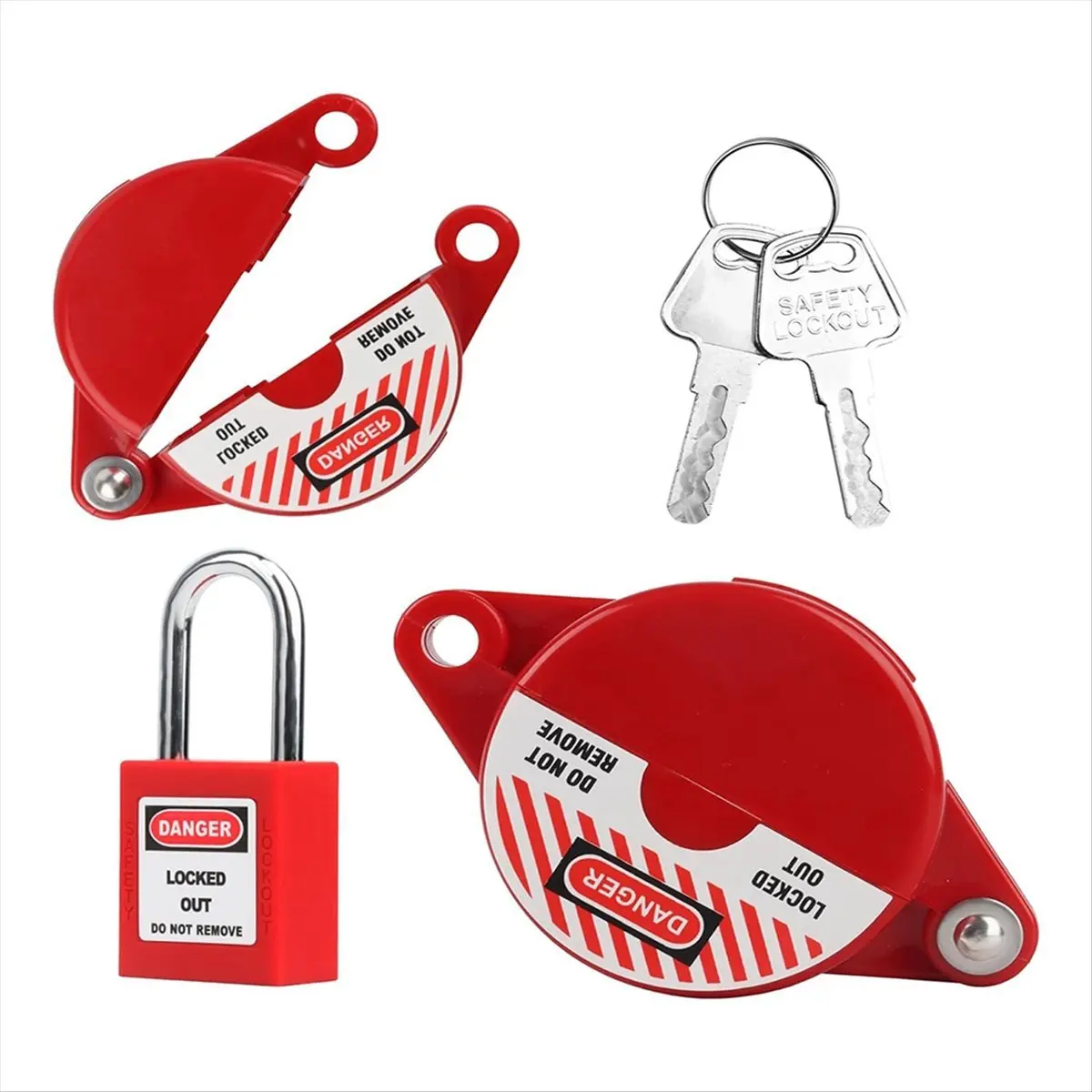 ABPP Gate Valve Lockout Device and Safety Padlock Set, for 1 to 2-1/2 Outside Garden Faucet Knob Tank Valve Handles Lockout