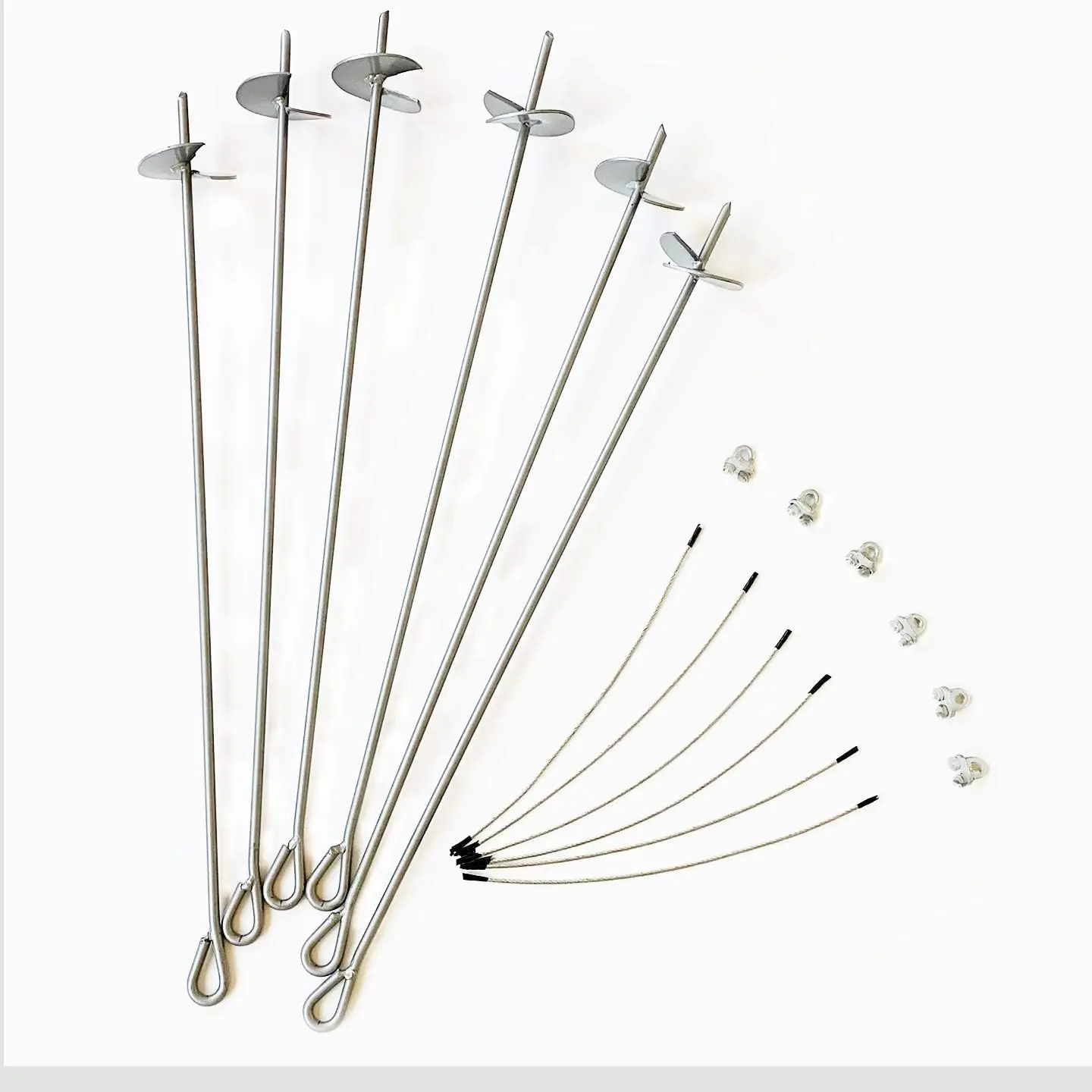 

Комплект из 6 прочных колышков-шнеков 30 дюймов с зажимами для крепления к проволоке, для гаражей, палаток, кемпинга