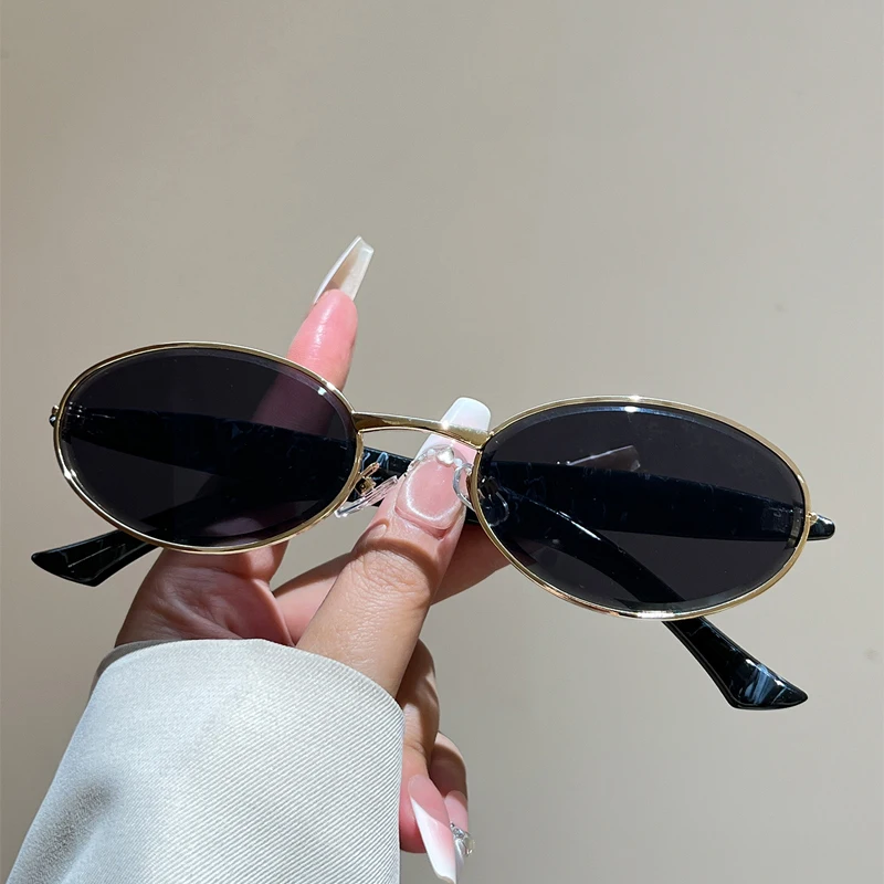 KAMMPT Oval Sunglasses Women 2026 New Vintage Metal Rim Casual Shades Trendy Stylish Retro Luxury Brand Design Decor Sun Glasses