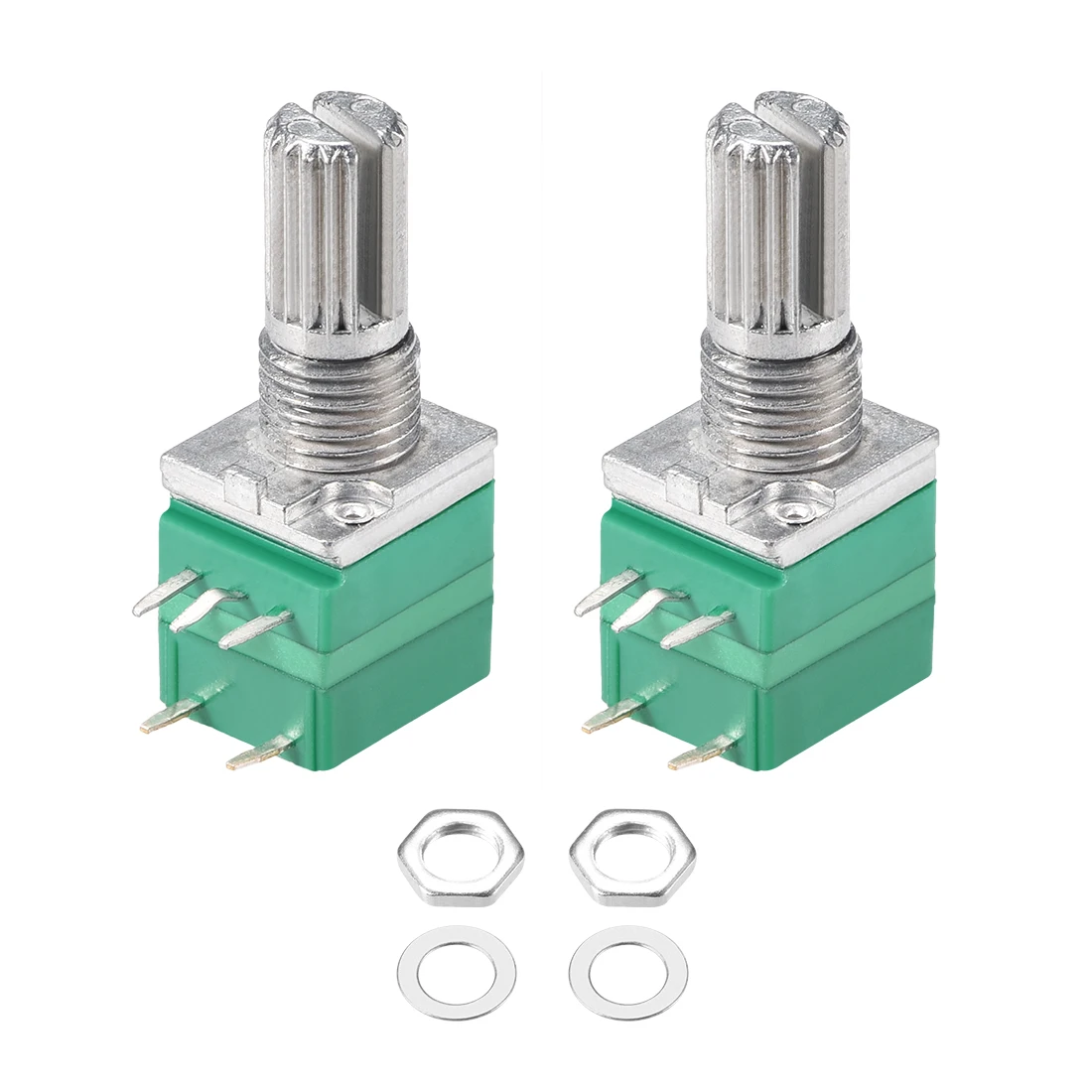 Uxcell 2pcs Potentiometer With Switch B100K Ohm Variable Resistors Single Turn Rotary Carbon Film Taper RV097NS