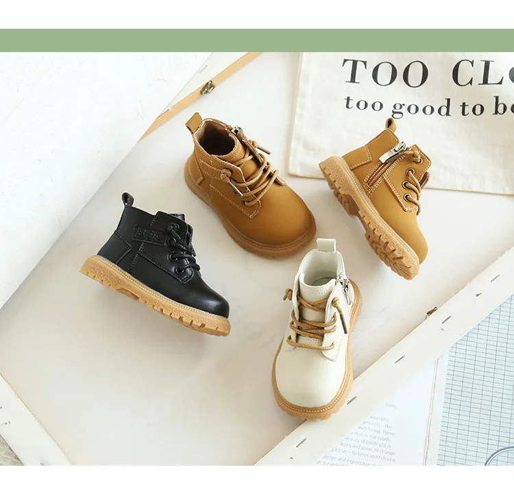 Neue Frühling/Herbst Baby Stiefel Leder Britischen Stil Jungen Mode Stiefel Gummi Sohle Zip Seite Kleinkind Mädchen Stiefeletten 15-25 – Detail 6