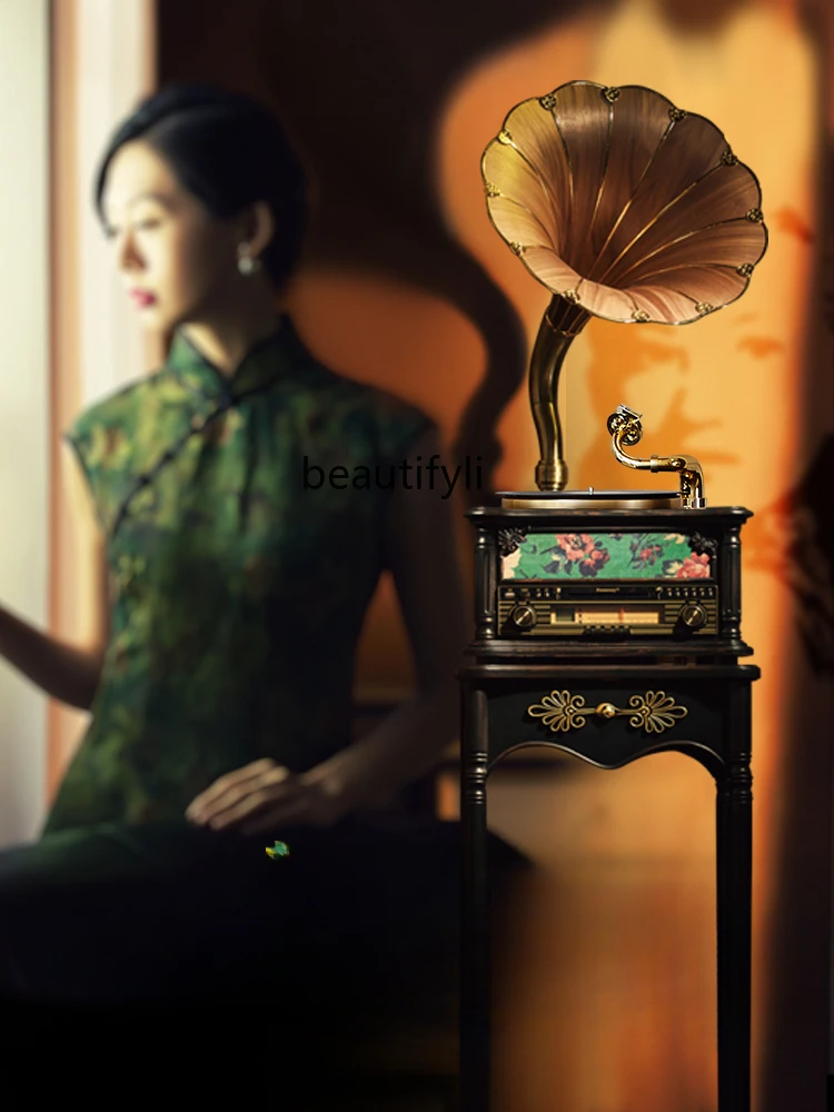 Modern Simple Solid Wood Cheongsam Creative Wireless Stereo Vintage Radio Retro Phonograph