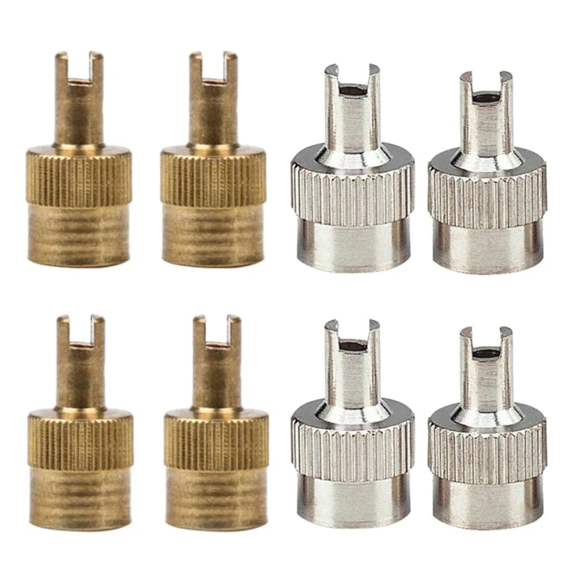 

4 pcs Chrome Metal Brass Slotted for Head Tire for VALVE Stem Caps with Core Remover Tool Motorcyle Car Wheel Parts Acce
