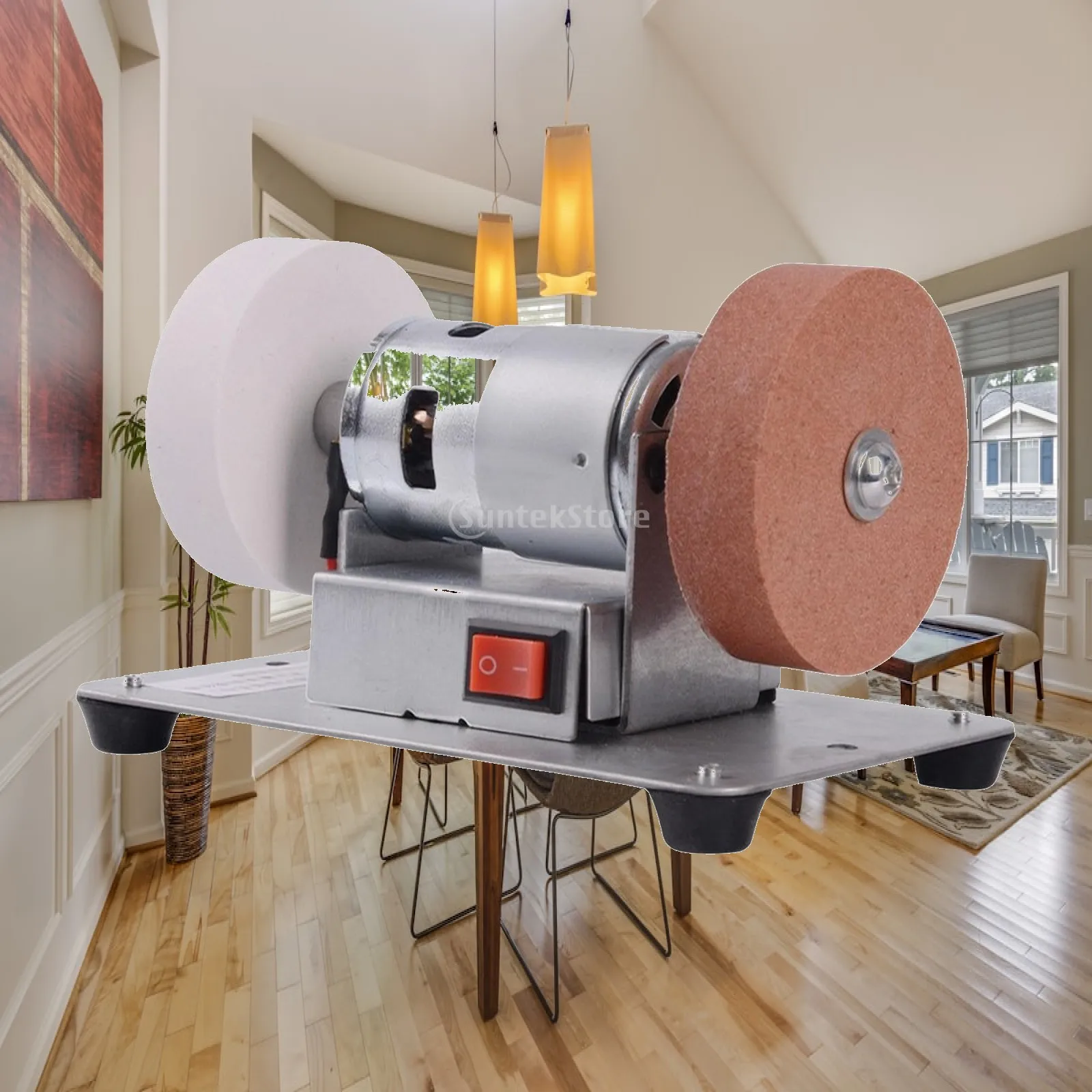 Bench Grinding Machine Non-Slip Bench Grinder with Two Wheels Tabletop Grinder with Speed Controller Two-wheelWheel for DIYers