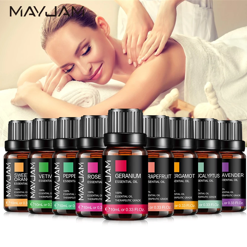 MAYJAM 10ml 6 Bottles Pure Essential Oils For Humidifier/Diffuser/Candle Making/Air Freshener