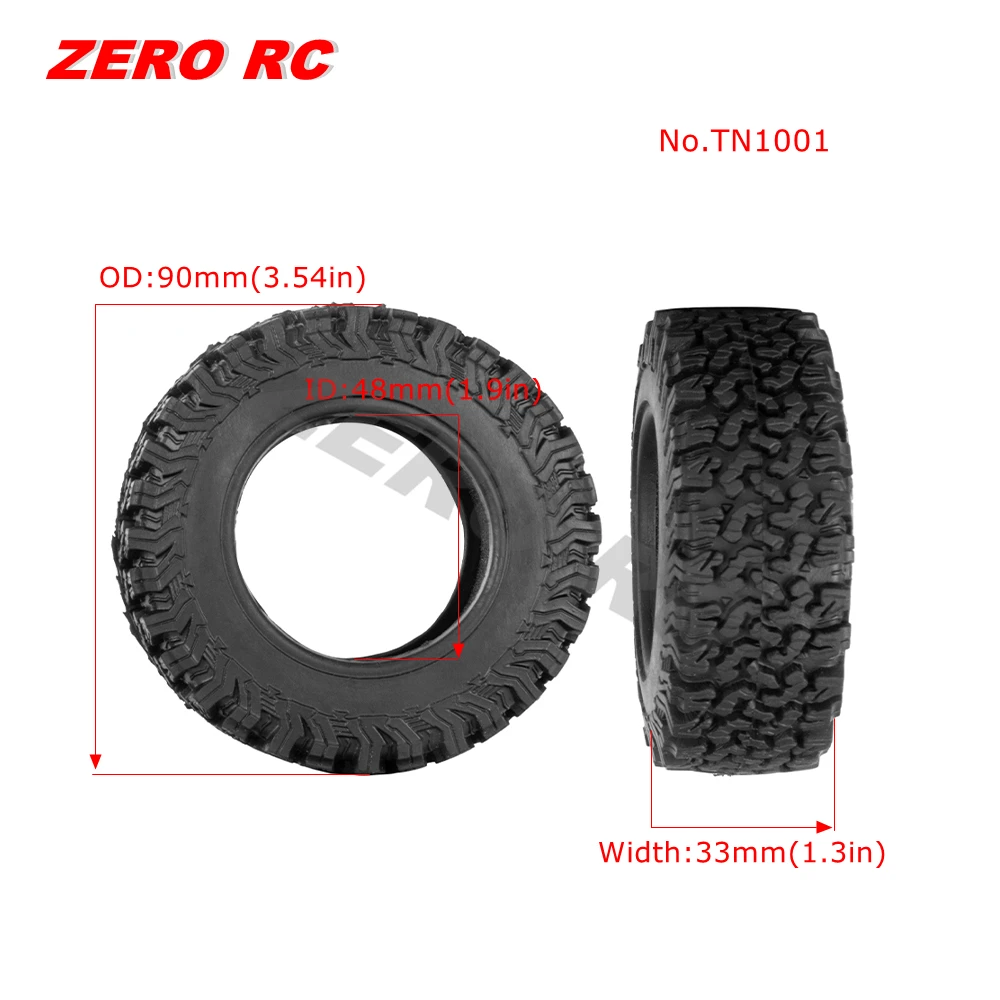 Pneus sur chenilles en caoutchouc 1.9 ''/2.2, 4 pièces, pour 1/10 TRX4