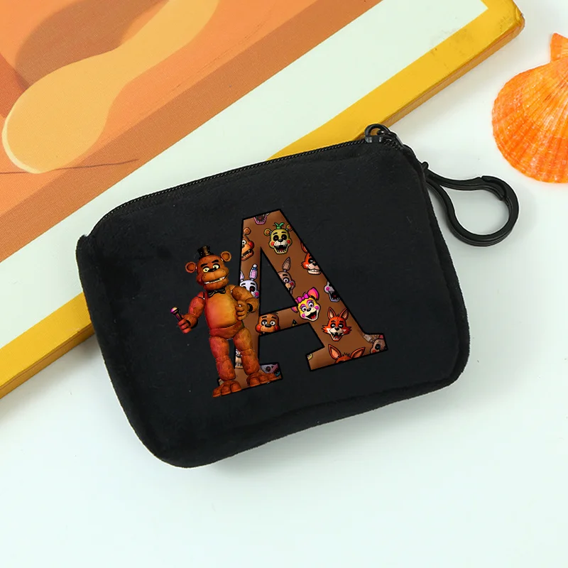 

Кошельки для монет Five Nights At Freddy's, сумка для хранения мелочей с изображением персонажей FNAF, мини-сумка для мальчиков и девочек, аниме-сумка, кавайная мультяшная квадратная черная сумка на молнии, подарок
