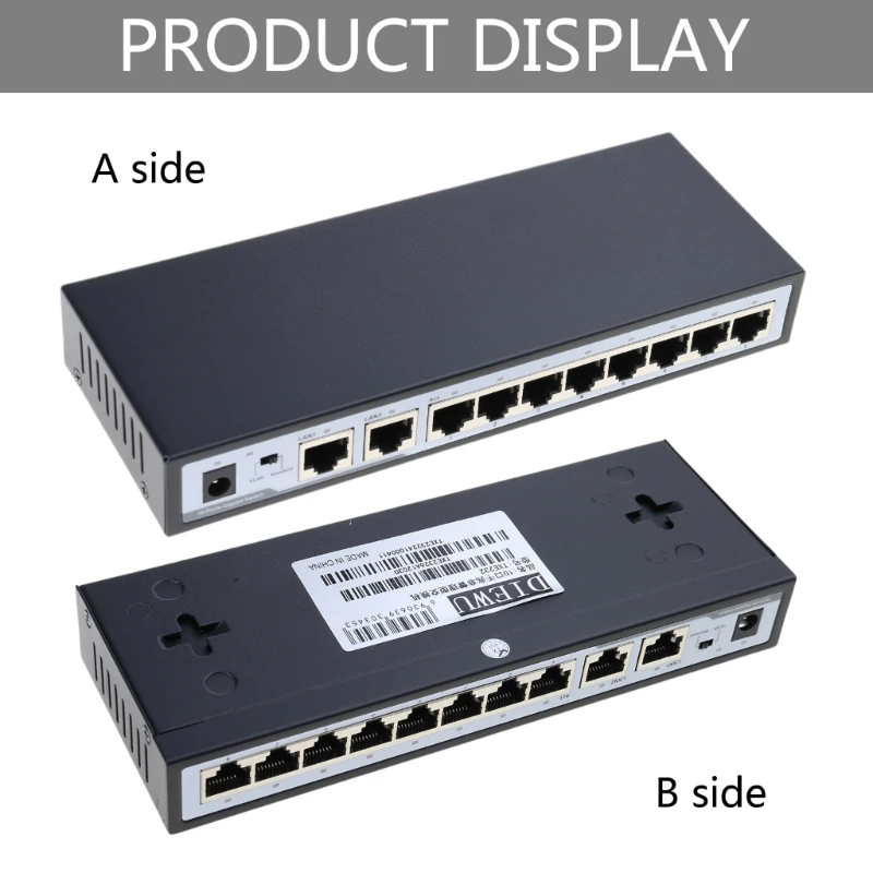 Sakelar 10-Port 8 Port+2 Uplink 120W Daya Bawaan 10/100/1000M VLAN Lsolasi Penuh/SetengahDupleks