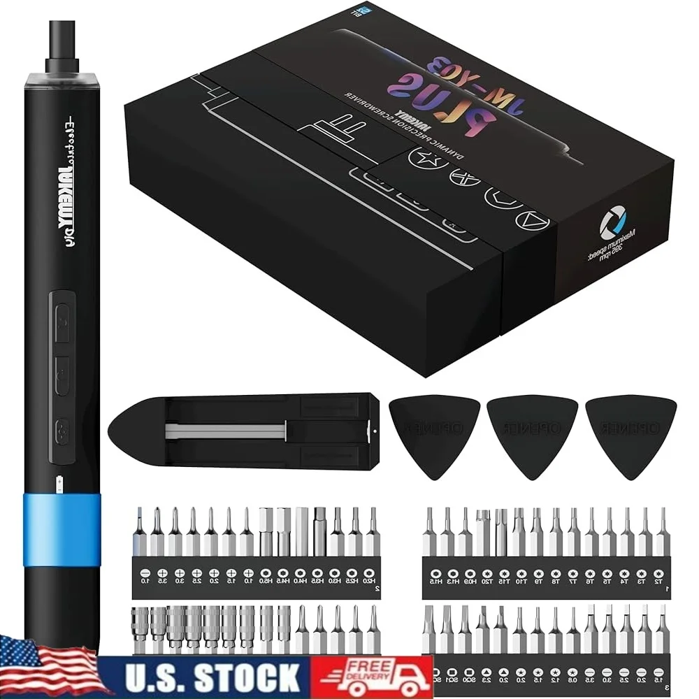 

Precision Electric Screwdriver Set 61 In 1 Rechargeable Torque Power Cordless with LED Light Magnetic Drill Bits Tools Kit