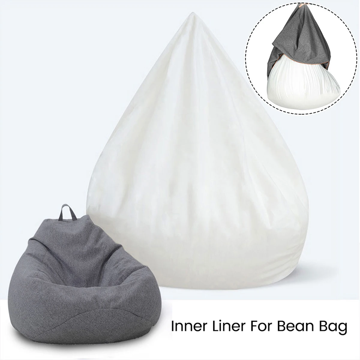 Large Bean Bag Lazy Seat Chair Sofa Inner Liner Cover Couch Soft Fluffy Breathable Adult Child Tatami  Decorative No Padding
