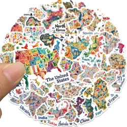 10/30/50PCS World Map Sticker Funny Decals Waterproof Graffiti DIY Scrapbook Luggage Laptop Phone Car Bike Skateboard Kids Toy