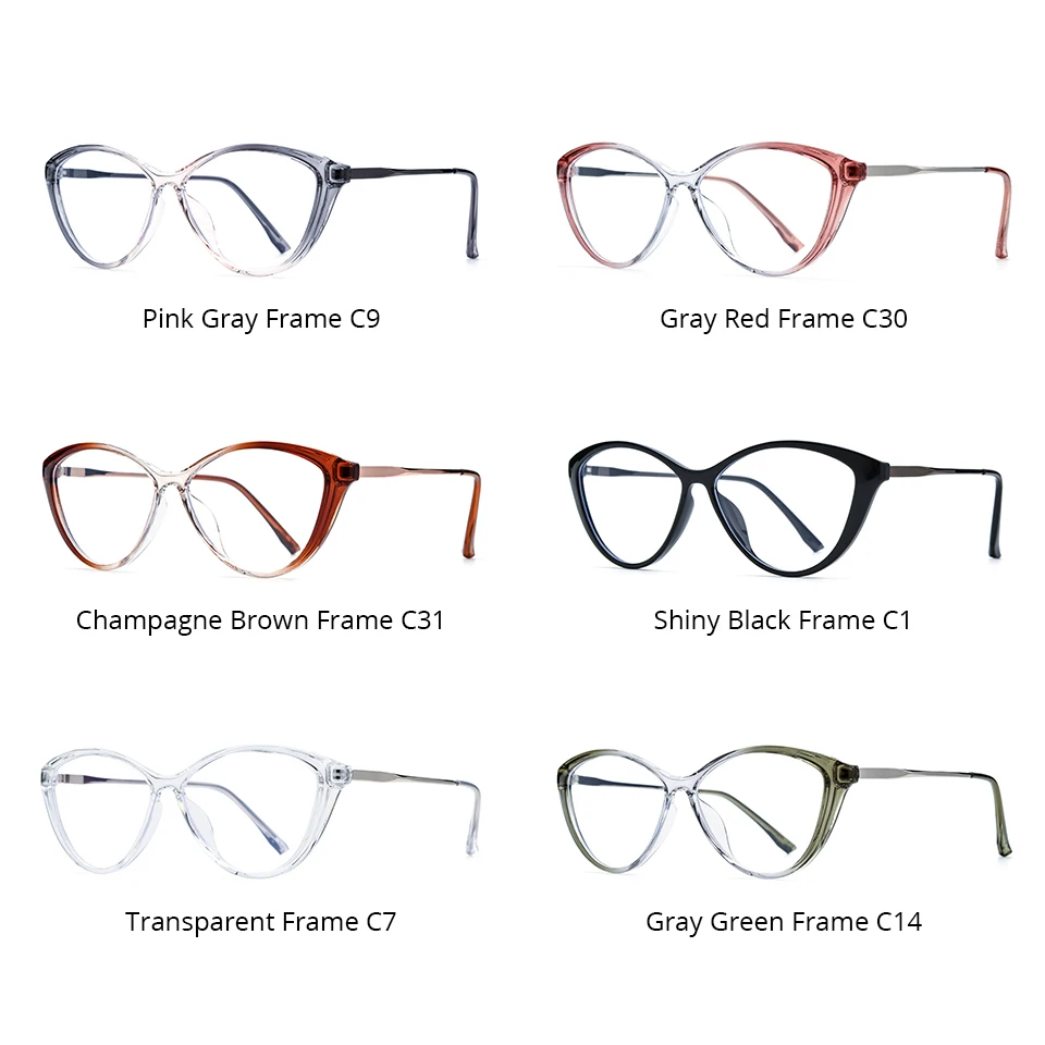 NIANZHEN Progressive Prescription Glasses Photochromic Myopia Optical Lens Eyewear Women Cat Eye Eyeglasses TR90 Frame 3013