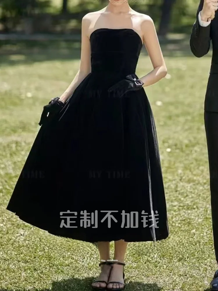 

Bla Vintage Court Sle Dr Photoaphy Theme Clothing Light Wedding Dr 2025 New High-End Feel Korean Sle Mid-W...