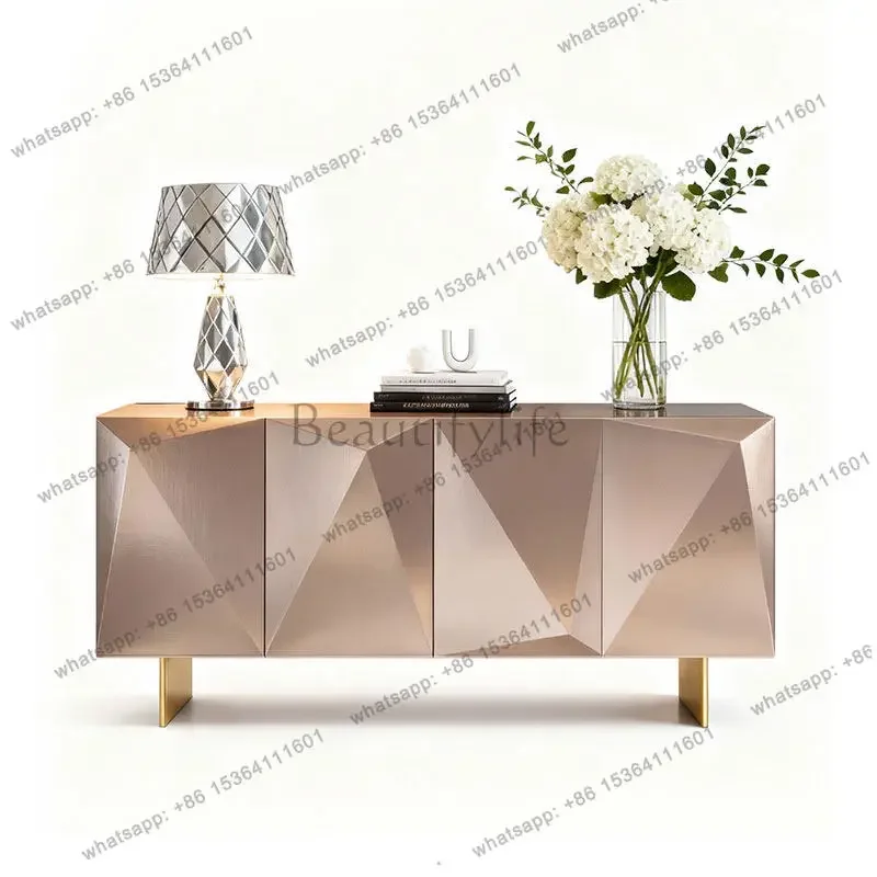 yj21 High-end light luxury dining side cabinet Italian minimalist three-dimensional decorative cabinet bucket