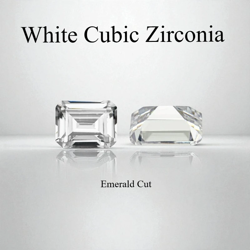 High Quality Emerald Cut White Cubic Zirconia Stone Multiple Size Available For Ring Earrings Jewelry Diy Making