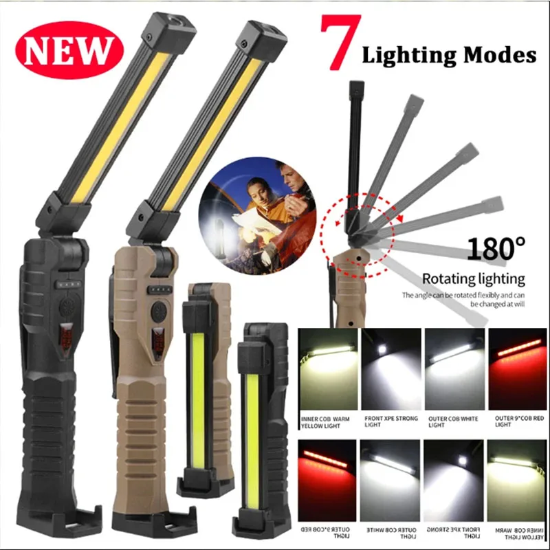 

Складной светодиодный аварийный прожектор, портативный сильный магнит COB, рабочий свет типа C, перезаряжаемый фонарик, супер яркая лампа