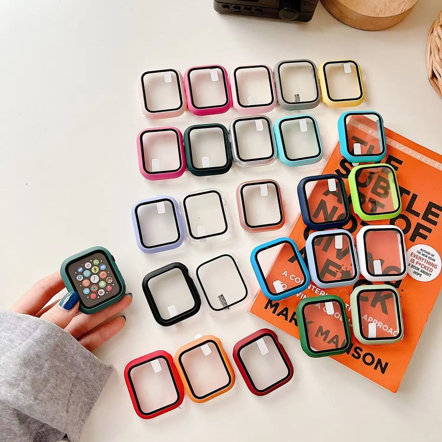 Cover For Apple Watch Case 10/9/8/7/6/5/SE 42mm 46mm 45mm 44mm 41 40 PC bumper Screen Protector Tempered Glass iWatch Protective view 5
