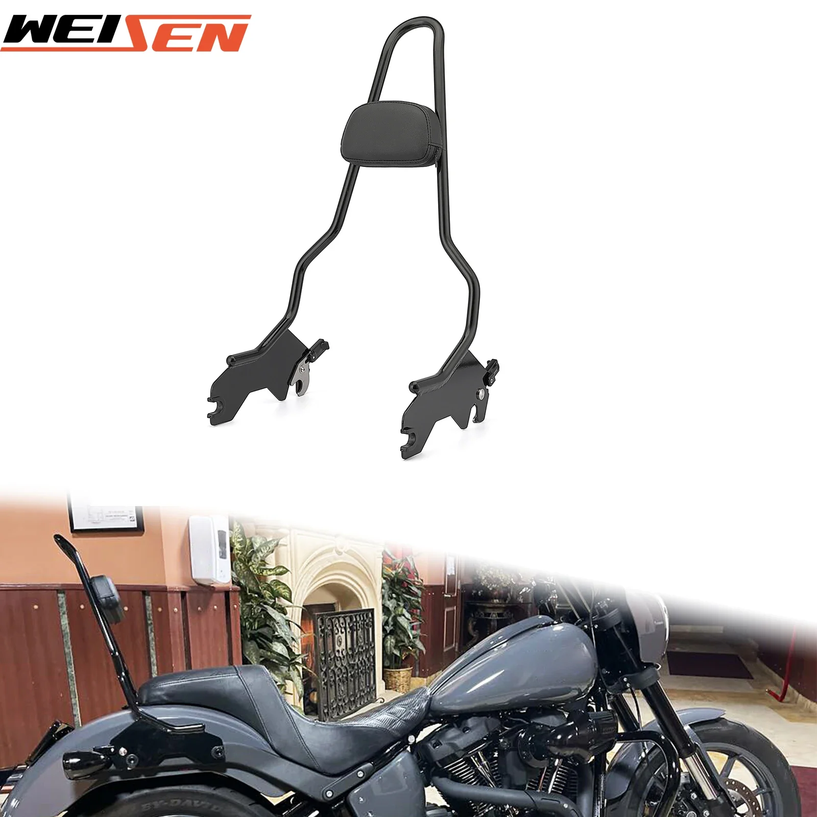 Motorcycle Tall Detach Passenger Backrest Sissy Bar W/Pad for 2018-2024 Harley Softail FLSB, FXLR, FXLRS and FXLRST Models