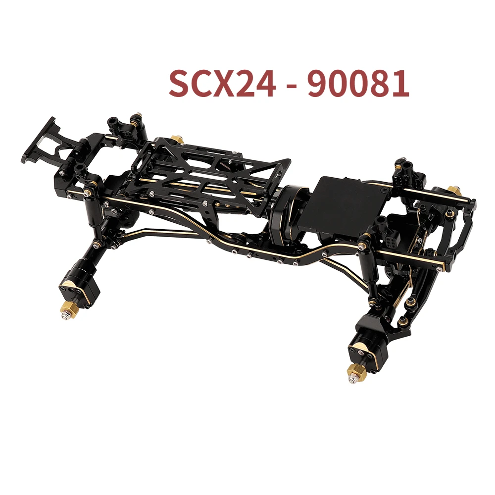 1:24 90081 Assembled Black Brass Aluminum Car Chassis Frame with Bumpers for Axial SCX24 1/24 RC Crawler Car New Upgrade Parts