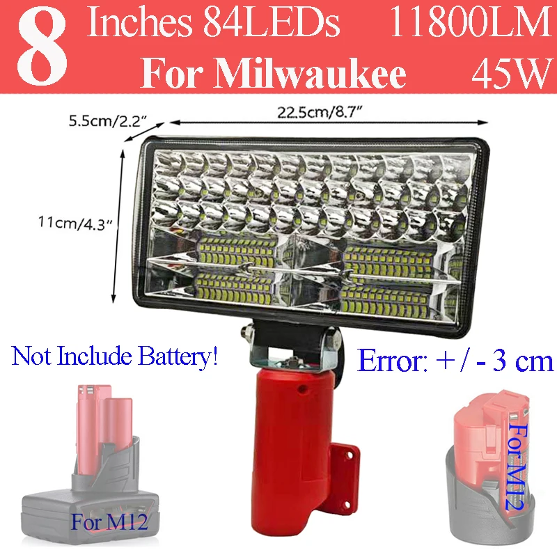 

Чехол для литий-ионного аккумулятора M12, 8 дюймов, рабочие фары, фонарик, фонарик для Milwaukee, литий-ионный аккумулятор 12 В, 48-11-2420, лампы для кемпинга