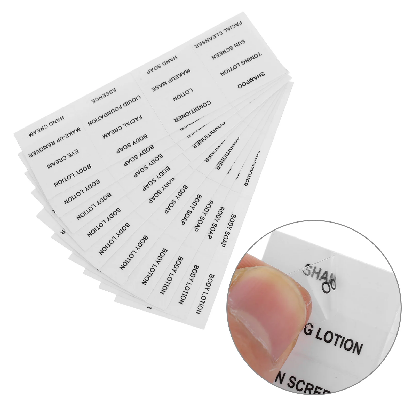 10Pcs Self-Adhesive Bottle Labels Waterproof Stickers for Cosmetics Shampoo Dispenser Storage Bin Labels Sub-Bottle Decals