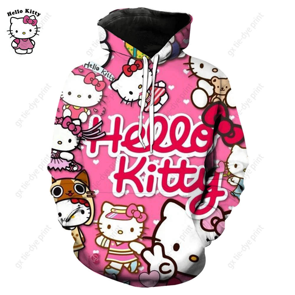 

Hello Kitty Hoodie Sunset Oversize Hooded Sweatshirts Woman Aesthetic Long Sleeves Soft Crewneck Streetwear Clothe