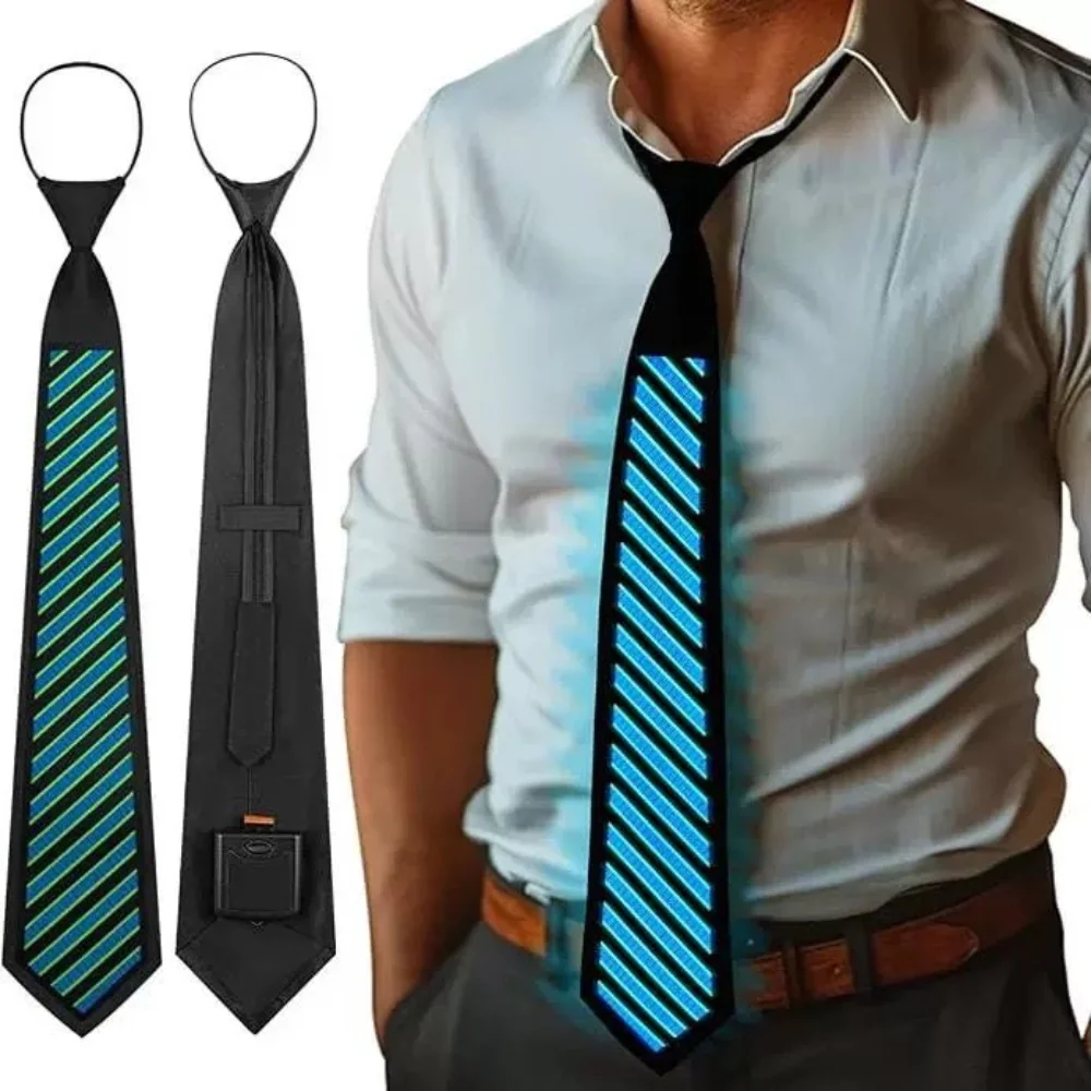 

Fashion Rainbow LED Light Tie Adjustable Narrow Flashing Glow Rave Party Necktie Neon Hip-hop Luminous Cravat Music Festival