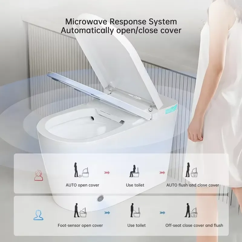 Smart Toilet with Bidet Built In, One Piece Bidet with 85MM Heated Seat, Voice Control, Warm Water Sprayer & Dryer, Foam