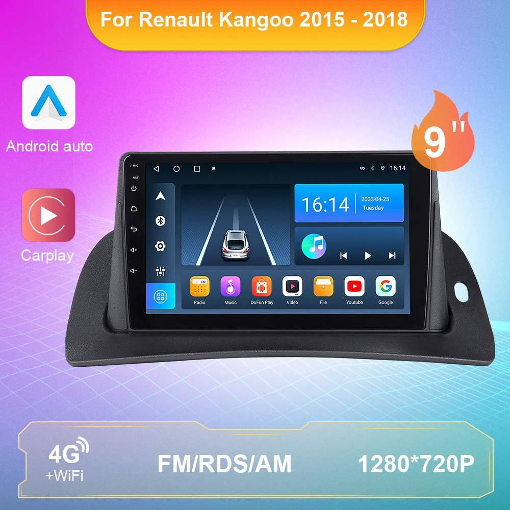 

Автомагнитола Carplay, 2 Din, Android 10, GPS, для Renault Kangoo 2015, 2016, 2017, 2018