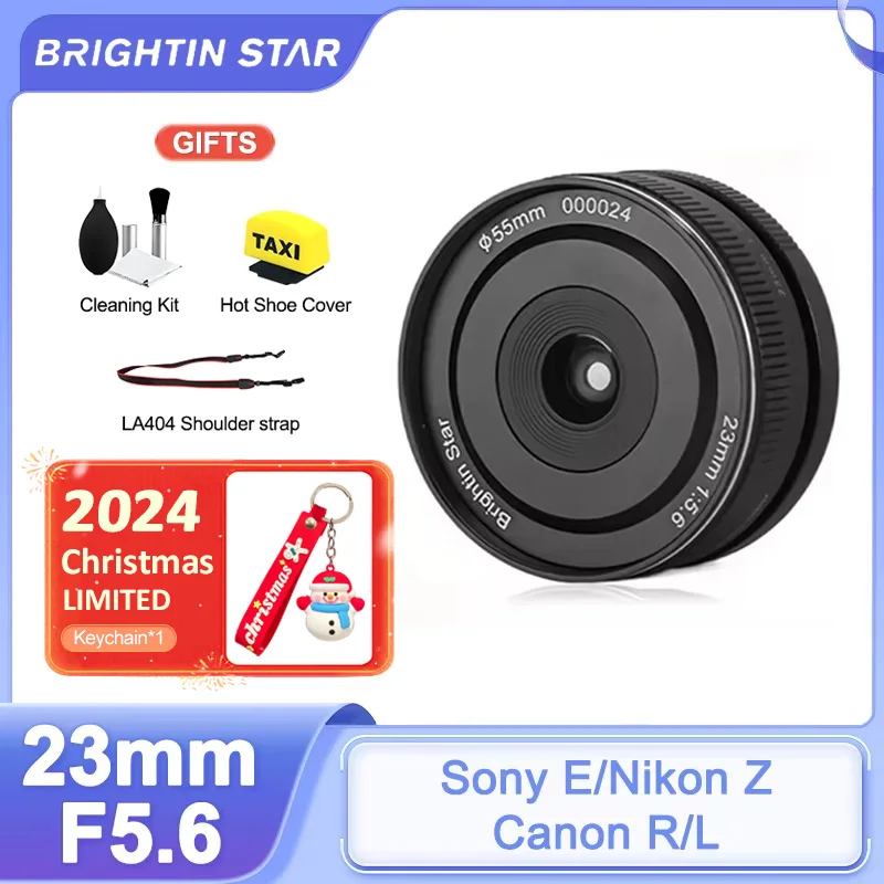 Brightin Star 23mm F5.6 Wide Angle Portrait Camera Lens For Canon RF R5 Sony E XT10 Nikon Z Z9 Leica L Mount Lens Olympus EPM1